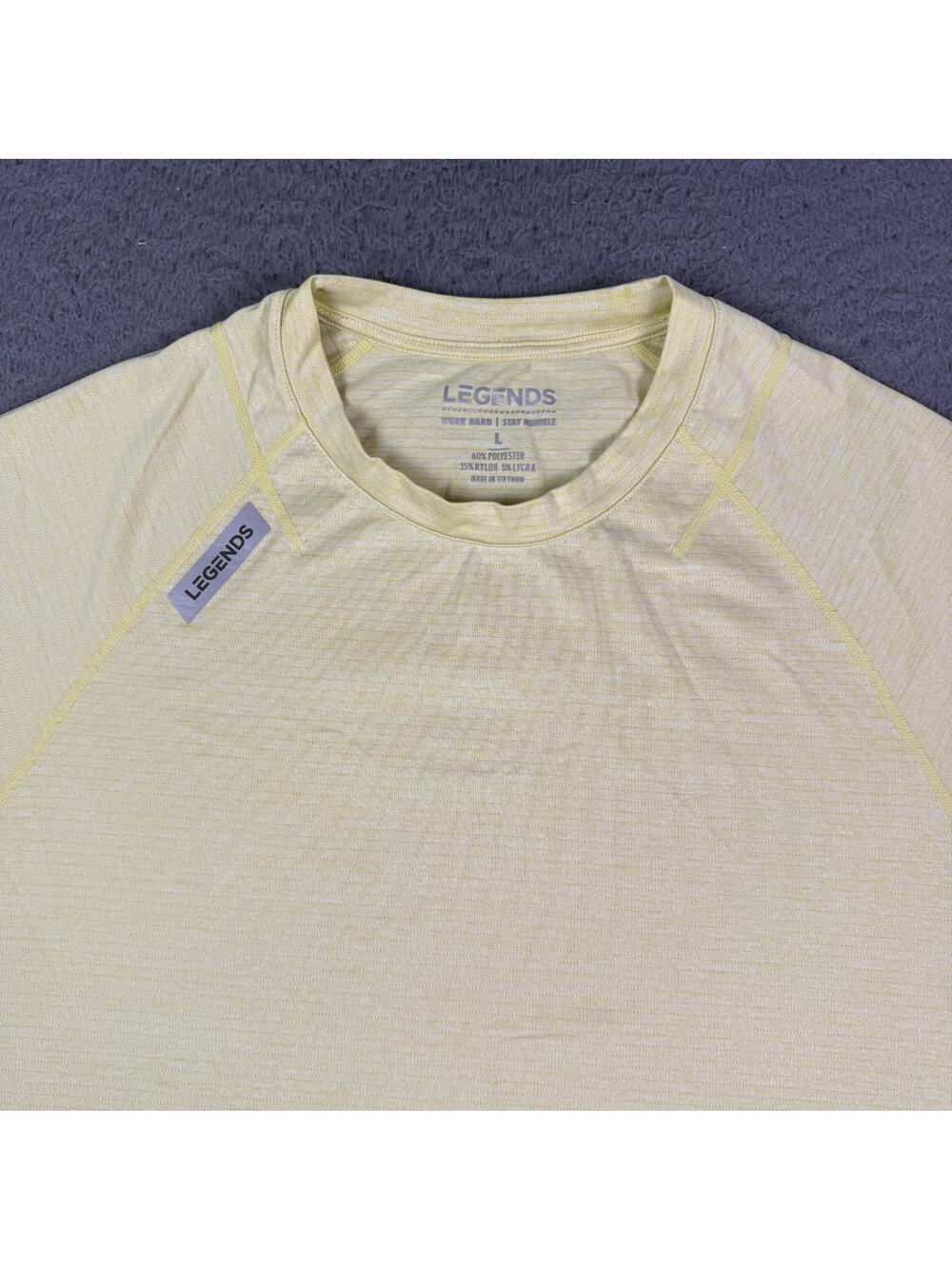 Legends Shirts Mens L Yellow Enzo Athletic Training Performance Stretch Gym
